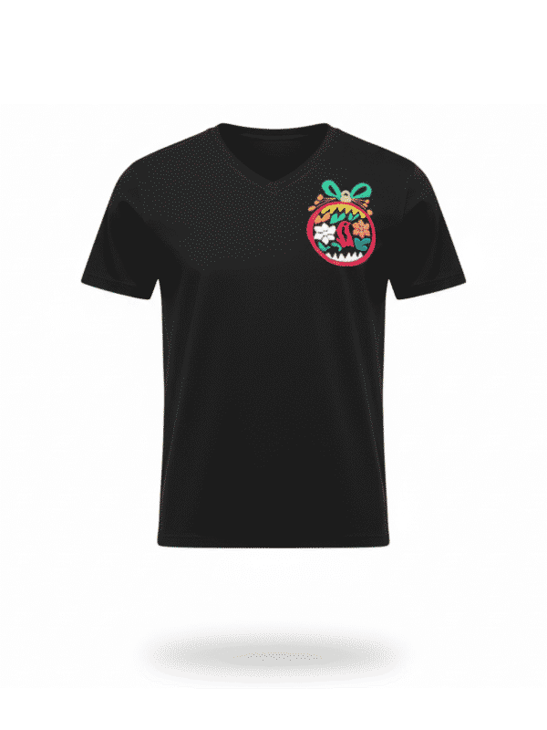 playera algodón hombre cuello v manga corta navidad bordado artesanal pino