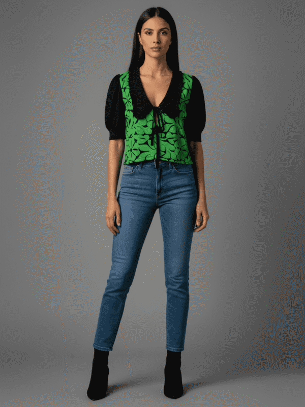 blusa copenhague negra bordada jalapa de diaz verde artesanal