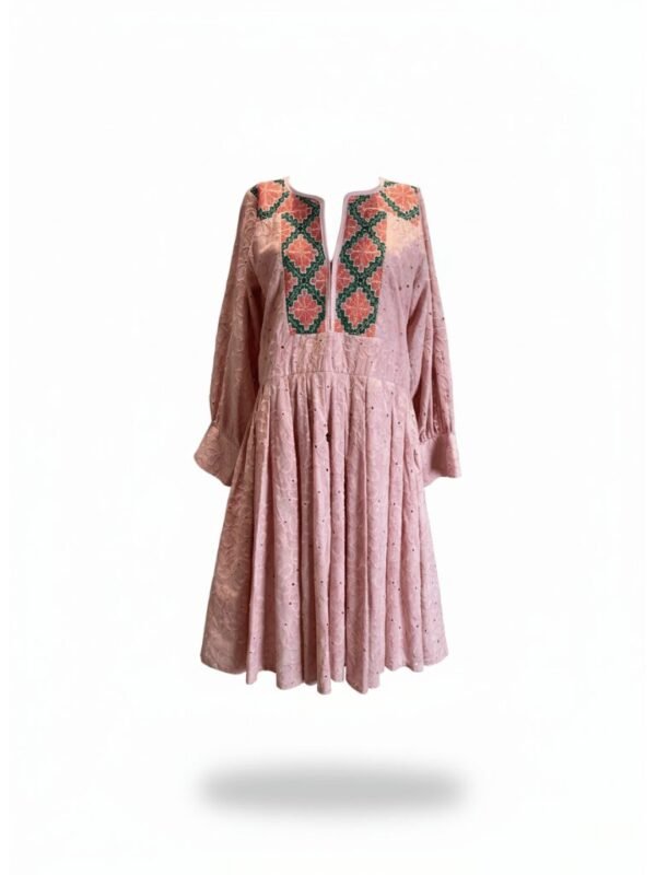 Vestido mini casual de algodón con bordado de San Vicente Coatlán estilo juvenil